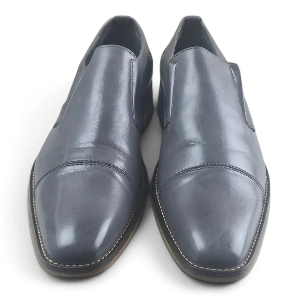Masimo‎ Cap Toe Slip On Dress Shoes Mens 12 Gray Excellent Leather Loafers
